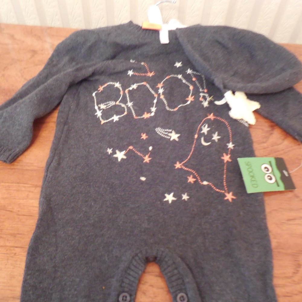 Halloween Spooked one Piece Romper with Matching hat